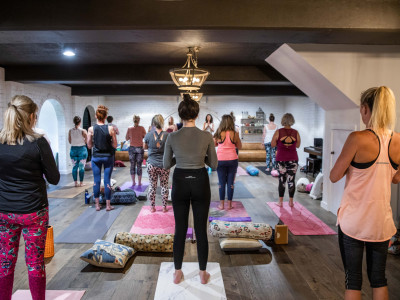 yogafusion yoga retreat setting intention at start of practice